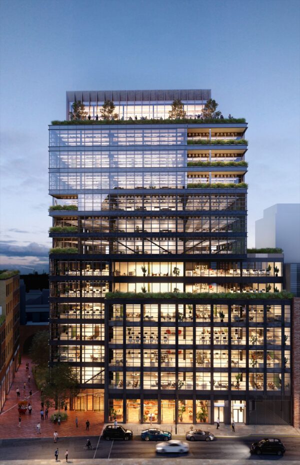 Modern sustainable building designed for energy efficiency